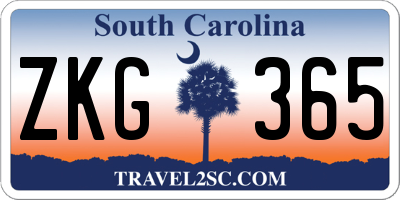 SC license plate ZKG365