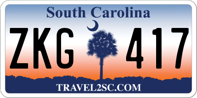 SC license plate ZKG417