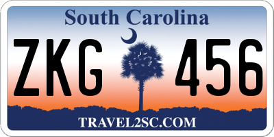 SC license plate ZKG456