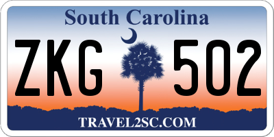 SC license plate ZKG502