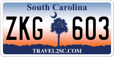 SC license plate ZKG603