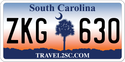 SC license plate ZKG630