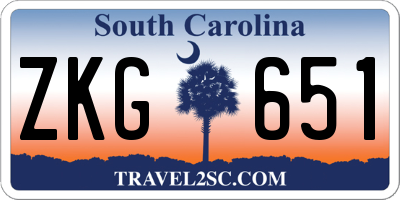 SC license plate ZKG651