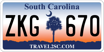 SC license plate ZKG670