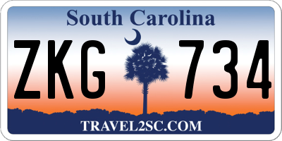 SC license plate ZKG734