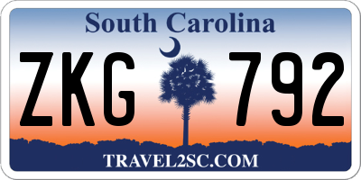 SC license plate ZKG792