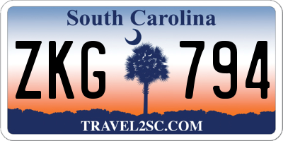 SC license plate ZKG794