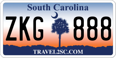 SC license plate ZKG888