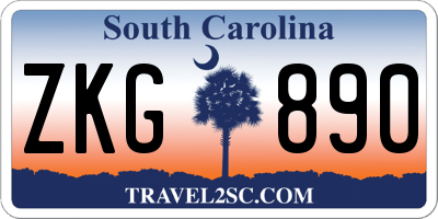 SC license plate ZKG890