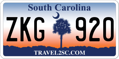SC license plate ZKG920