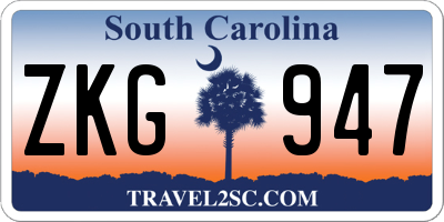 SC license plate ZKG947