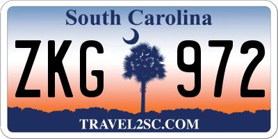 SC license plate ZKG972