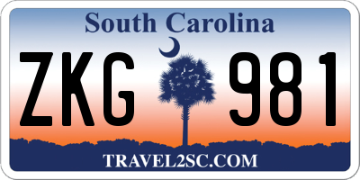 SC license plate ZKG981