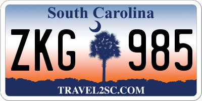 SC license plate ZKG985