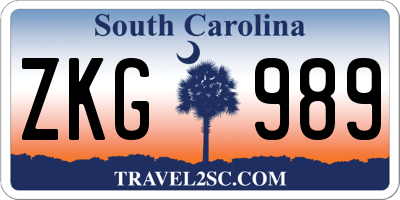 SC license plate ZKG989