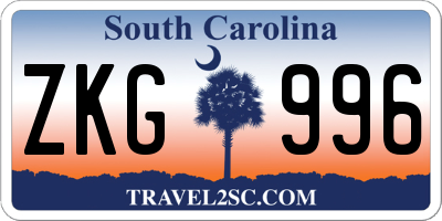 SC license plate ZKG996