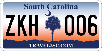 SC license plate ZKH006