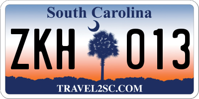 SC license plate ZKH013
