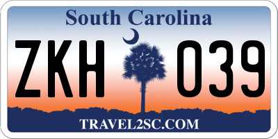 SC license plate ZKH039