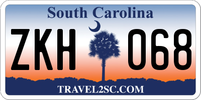 SC license plate ZKH068