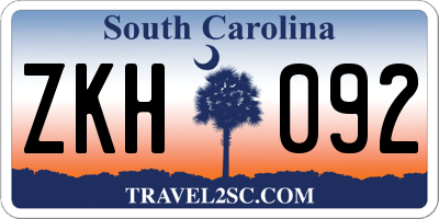 SC license plate ZKH092
