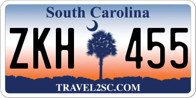 SC license plate ZKH455