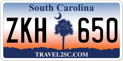 SC license plate ZKH650