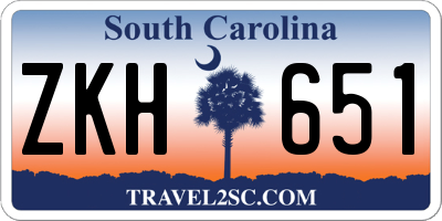 SC license plate ZKH651