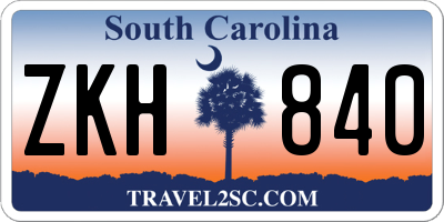 SC license plate ZKH840
