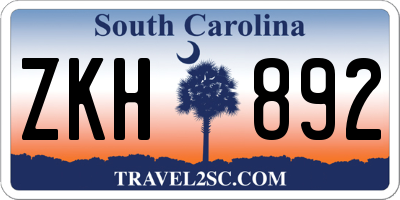 SC license plate ZKH892