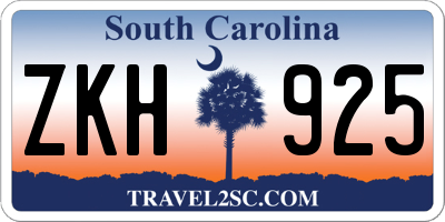 SC license plate ZKH925