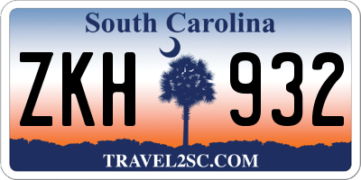 SC license plate ZKH932