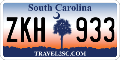 SC license plate ZKH933