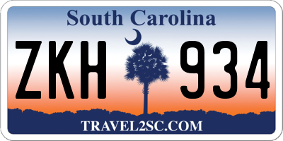 SC license plate ZKH934