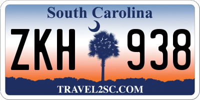 SC license plate ZKH938