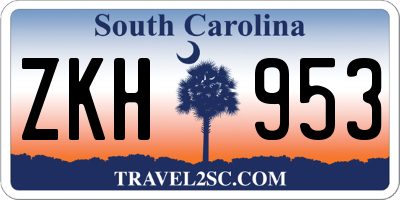 SC license plate ZKH953