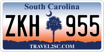 SC license plate ZKH955