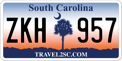 SC license plate ZKH957