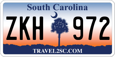 SC license plate ZKH972