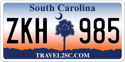 SC license plate ZKH985
