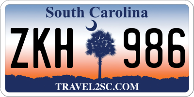 SC license plate ZKH986