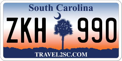 SC license plate ZKH990