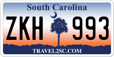 SC license plate ZKH993
