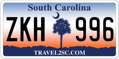 SC license plate ZKH996