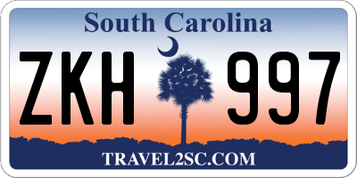 SC license plate ZKH997