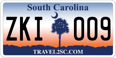 SC license plate ZKI009