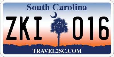 SC license plate ZKI016