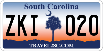 SC license plate ZKI020