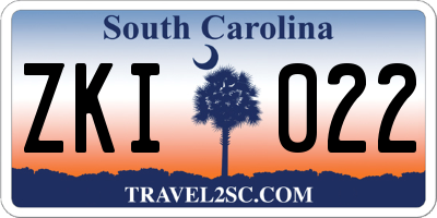 SC license plate ZKI022