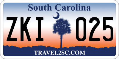 SC license plate ZKI025